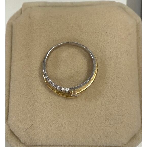 Beautiful Platinum & 18K Gold Diamond Ring*with Velvet Gift Box*SZ 5 - Picture 3 of 7